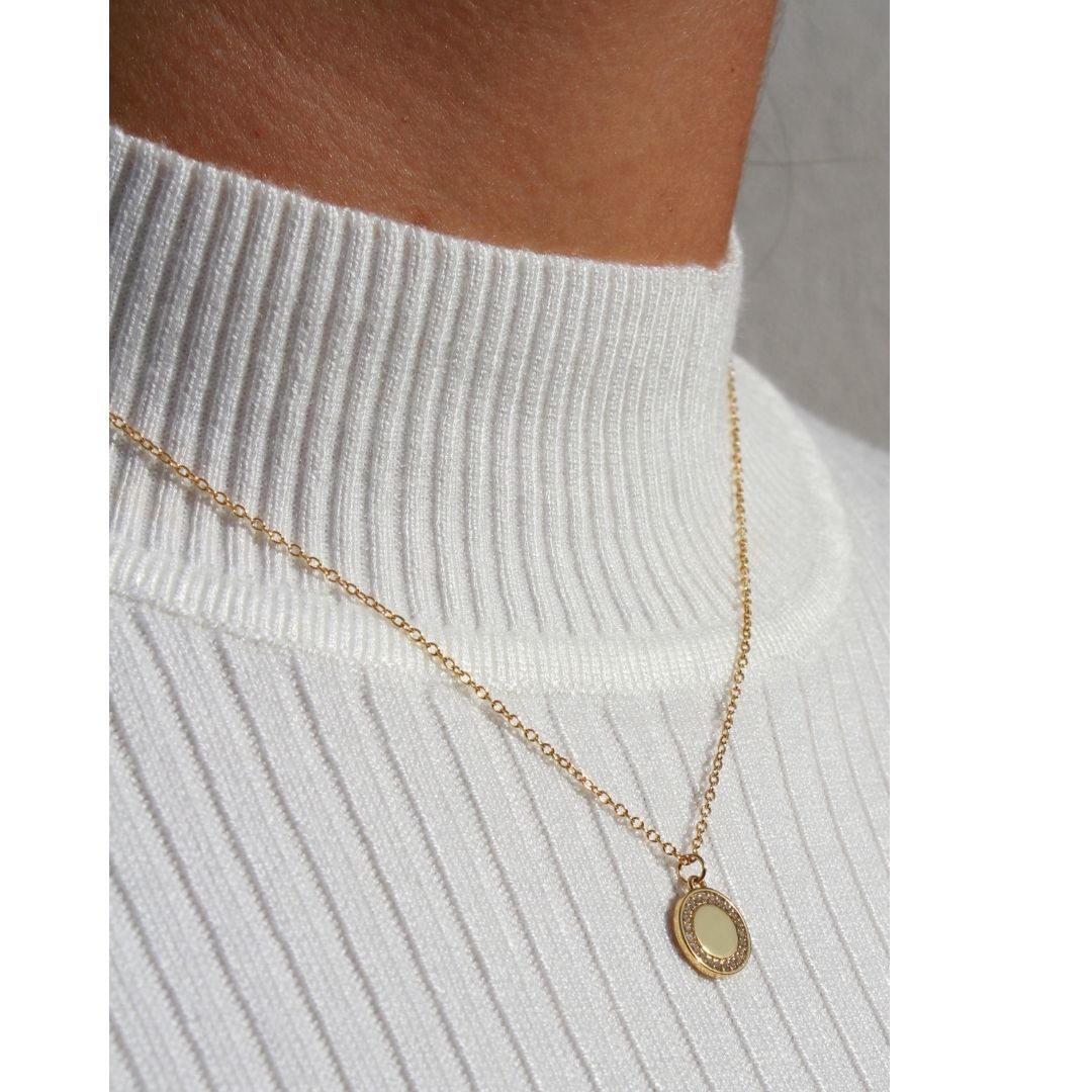 Halo pendant - gold plated - sterling silver - 18" ECO Chain Necklace