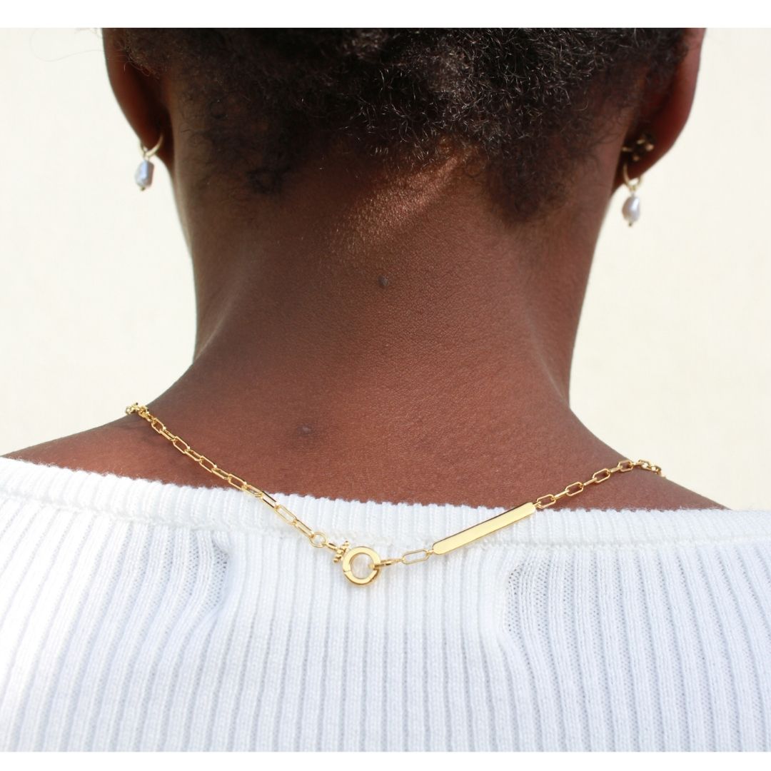 Plate paperclip- gold plated sterling silver - 18" ECO Chain Necklace